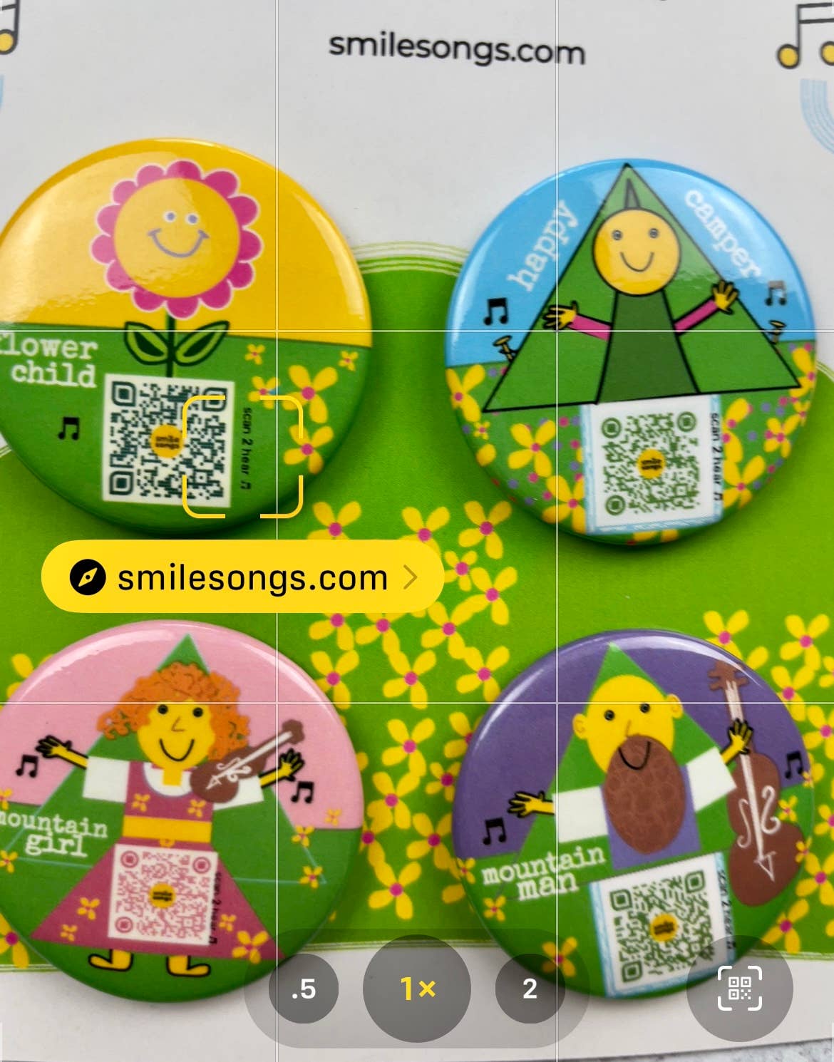 Smile Songs - Wholesale Lapel Pin/Button - Nature Lovers Pin Back Button Set - QR Code Singing Pins3