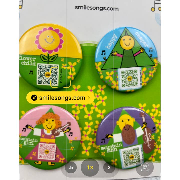 Smile Songs - Wholesale Lapel Pin/Button - Nature Lovers Pin Back Button Set - QR Code Singing Pins3