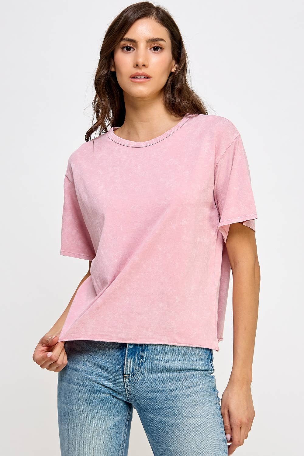 Honestee - Wholesale T-Shirt (Graphic) - Women's - Blank Mineral Washed Long Cropped T-Shirt15