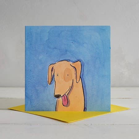 Yellow Labrador Dog Greetings Card 'Barney' for wholesale by Helen Wiseman Illustration