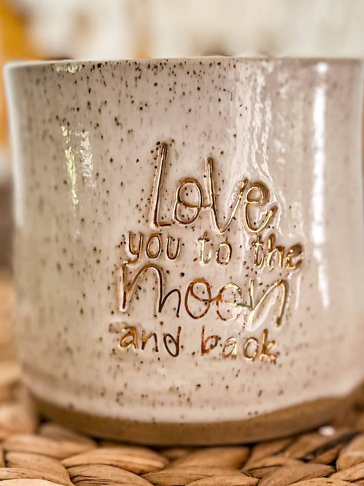 Ceramic mug - Love you to the moon... for wholesale by Wolf and Clay Pty Ltd