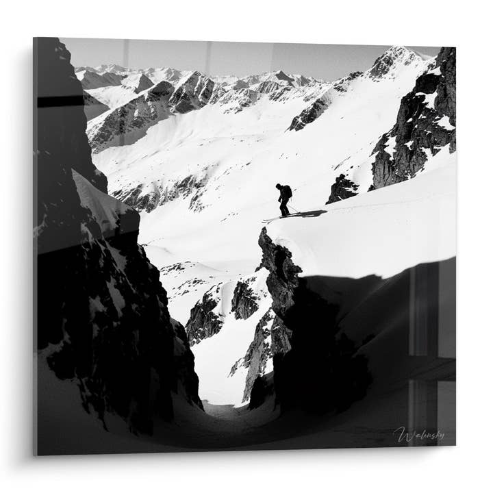 Lone Skier Mountain Painting - Alpine Adventure - Ski Edition for wholesale by Walensky
