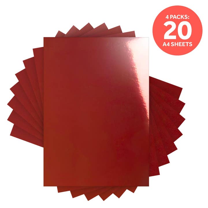 Tonic Studios - Wholesale Craft supplies - Multipack of 4 Mirror Card -Opera Red A4 - 9447E4