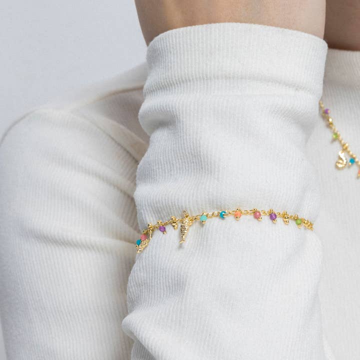 Luxenter - Vente Bracelets à breloques/pendentifs - Bracelet en argent sterling 925 et cristal multicolore fini en or jaune 18k - Kaiquia3