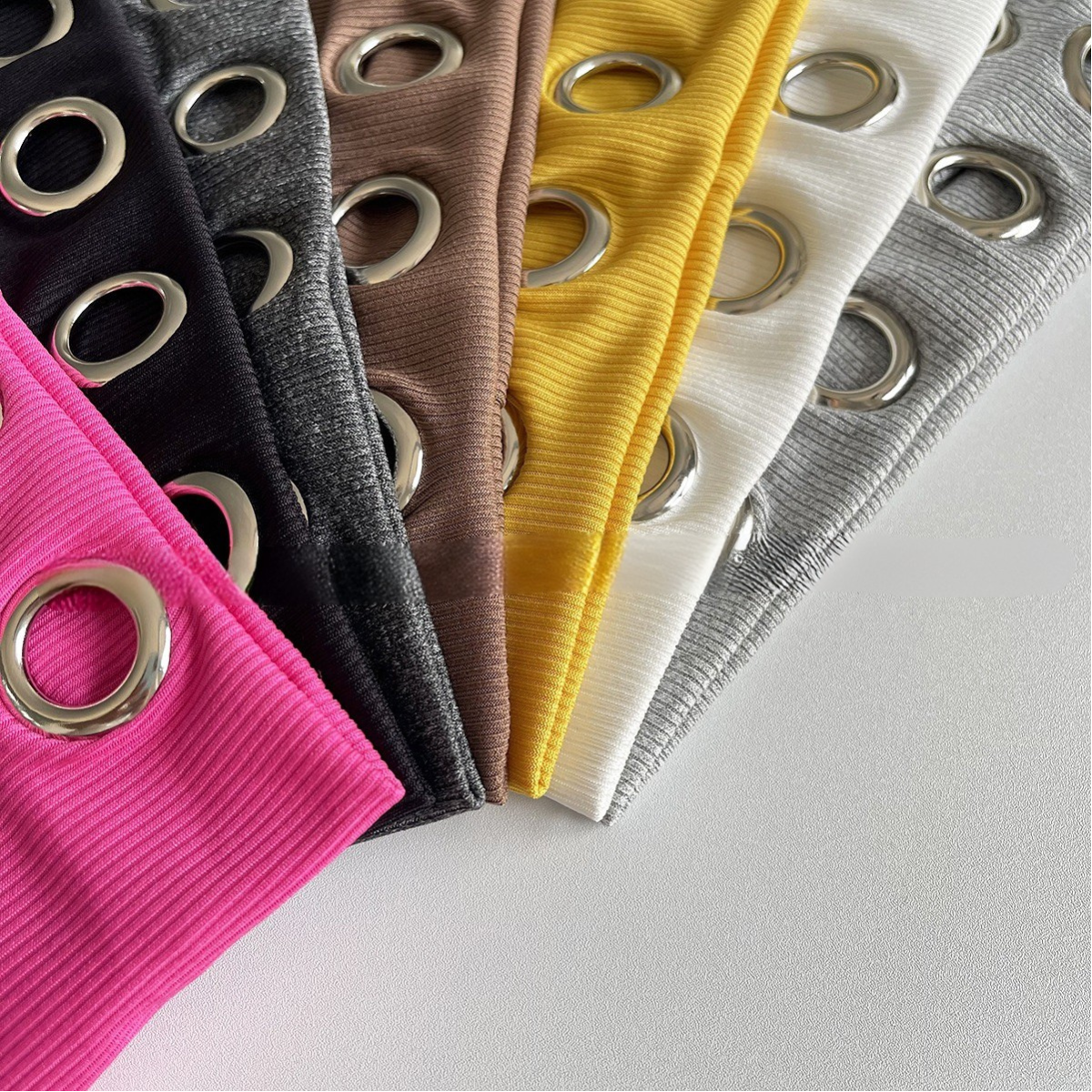 LadyJuneAccessories - Wholesale Fashion Headband - Women's - Ribbed Wide Headband with Metal Grommet Holes Multiple Color13