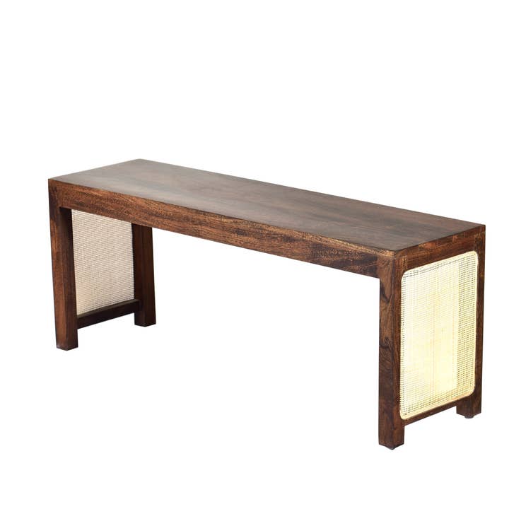 43.5 Massiv mango træ sukkerrør bænk mørk valnød for engroshandel hos Spitiko Homes