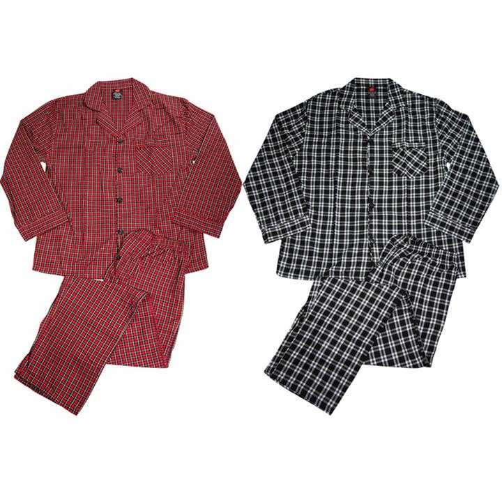 Vêtements de nuit à carreaux à manches longues en coton mélangé tissé Hanes P pour la vente par Eastern Off Price