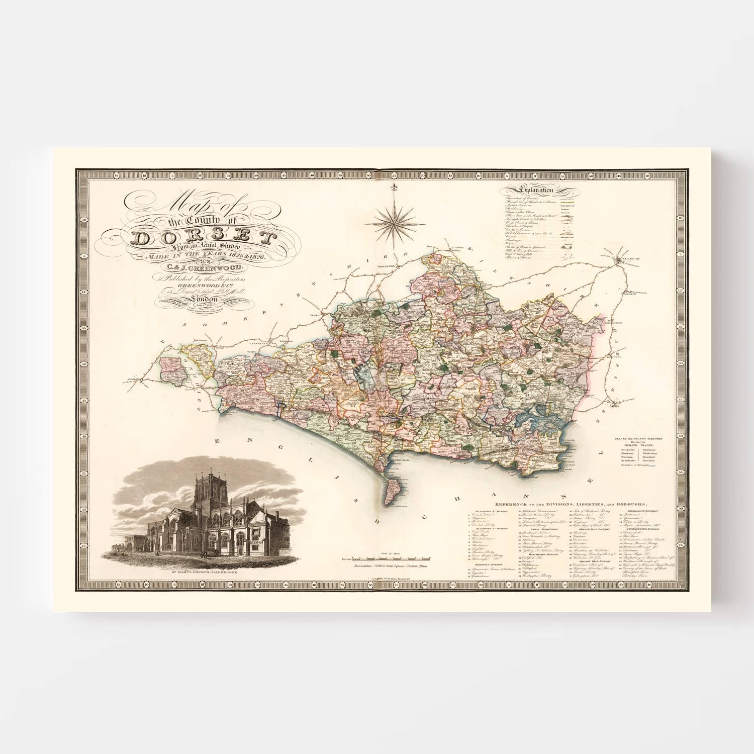 Ted's Vintage Art - Wholesale Map - Vintage Map of Dorset England, 18292