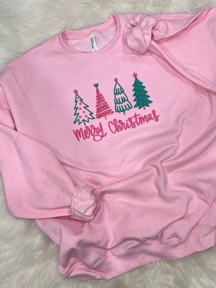 Have Yourself A Pink Christmas Embroidered Sweatshirt for wholesale by Hey Pretty Girl Boutique