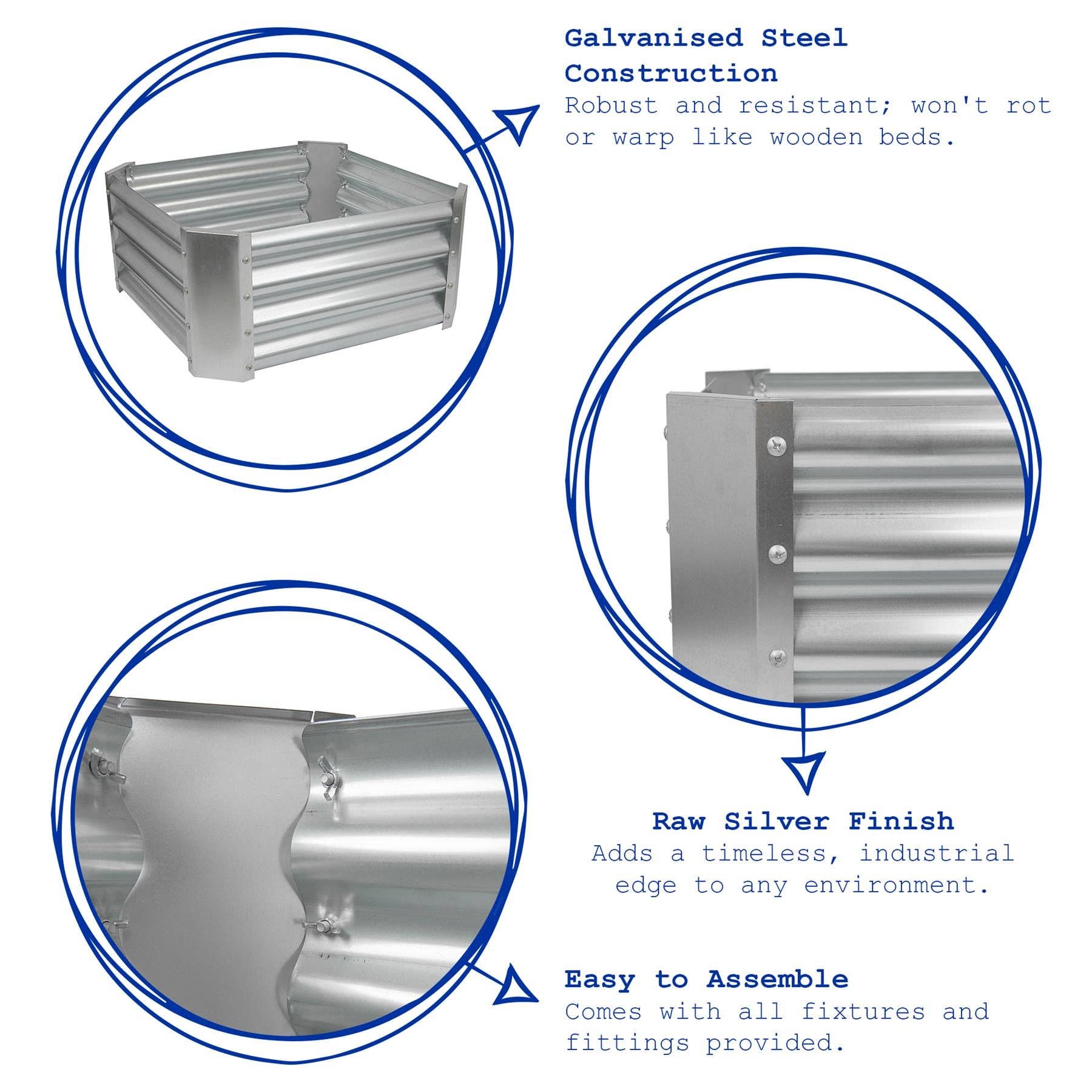 Rinkit Ltd – Großhandel Hochbeet – 60 cm x 60 cm quadratisches Hochbeet aus verzinktem Stahl – von Harbour Housewares3