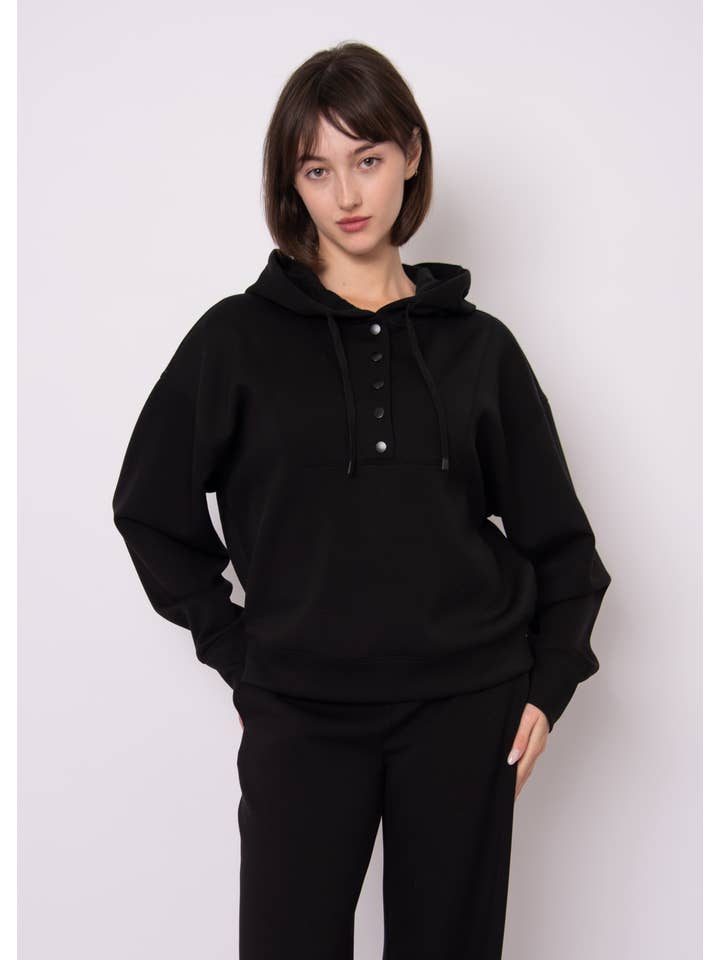 RD Style - Wholesale Hoodie - Women's - SALLIE SOFT KNIT LS SNAP FRONT HOODIE-77T247S5