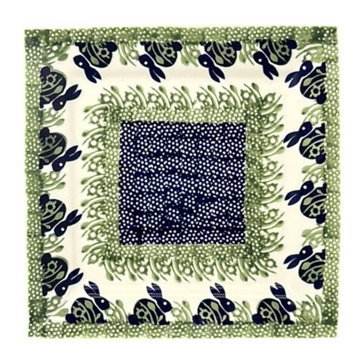Plate, Square, Salad, 9" in "Bunny Love" by Manufaktura | T146T-P324 for wholesale by Polish Pottery Outlet