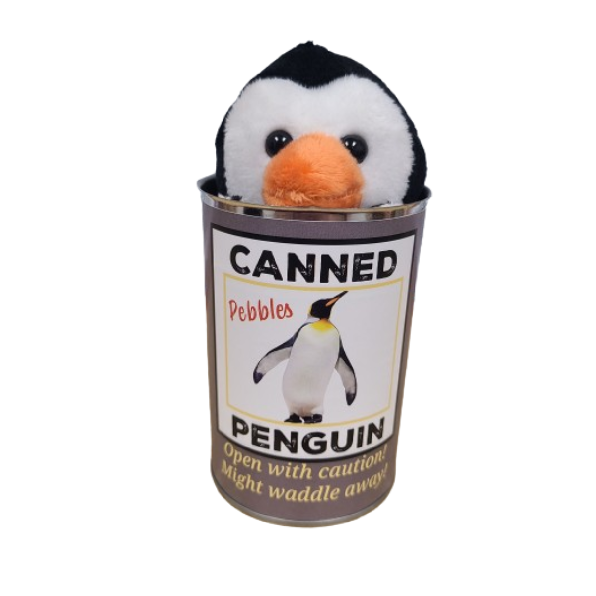 Canned Gifts – Engroshandel Plyslegetøj - Børn og baby – Pebbles the Canned Penguin Udstoppet dyreplys m/vittigheder6