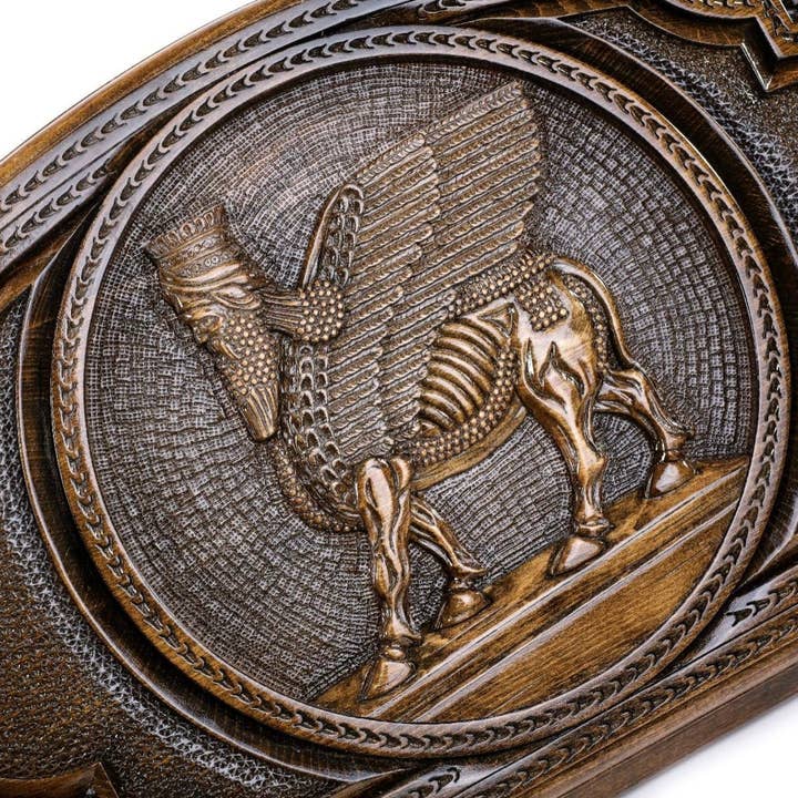 Hrachya Ohanyan - Wholesale Board Game - Assyrian coat of arms backgammon with copyrighted contour outline 24" x 24" x 2"3