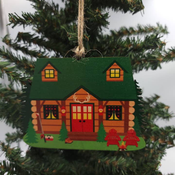 Driftless Studios - Wholesale Ornament - Unique Vintage Log Cabin Northwoods Christmas Ornament1