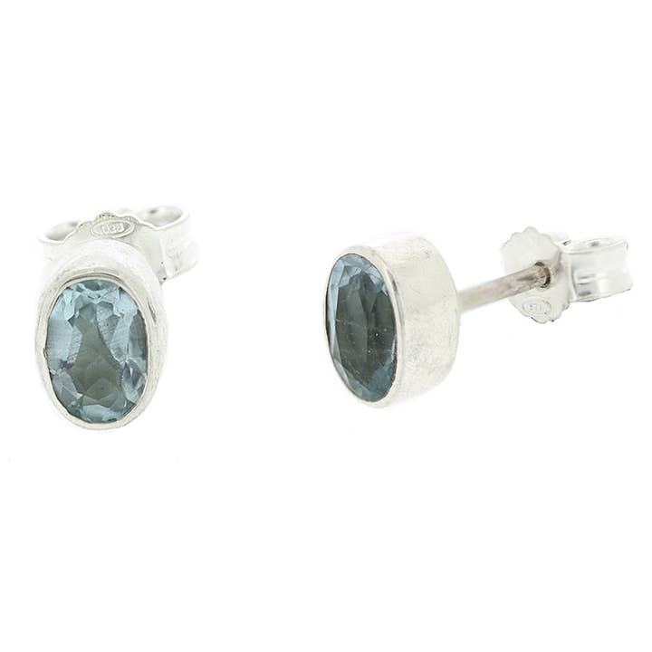 Blue Topaz 4mm Oval Studs and Presentation Box for wholesale by Nova Silver