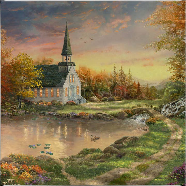 Chapelle de Réflexion Toile Enveloppée 14"x14" pour la vente par Art Brand Studios