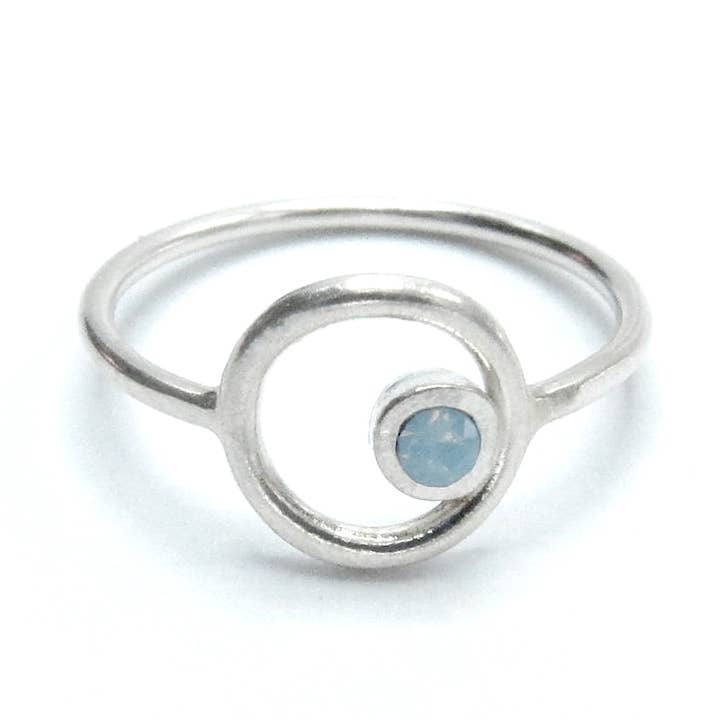 Sterling Silver "Eternity Circle" Ring with Small Round Swarovski Crystal for wholesale by Jessica Elliot Jewelry