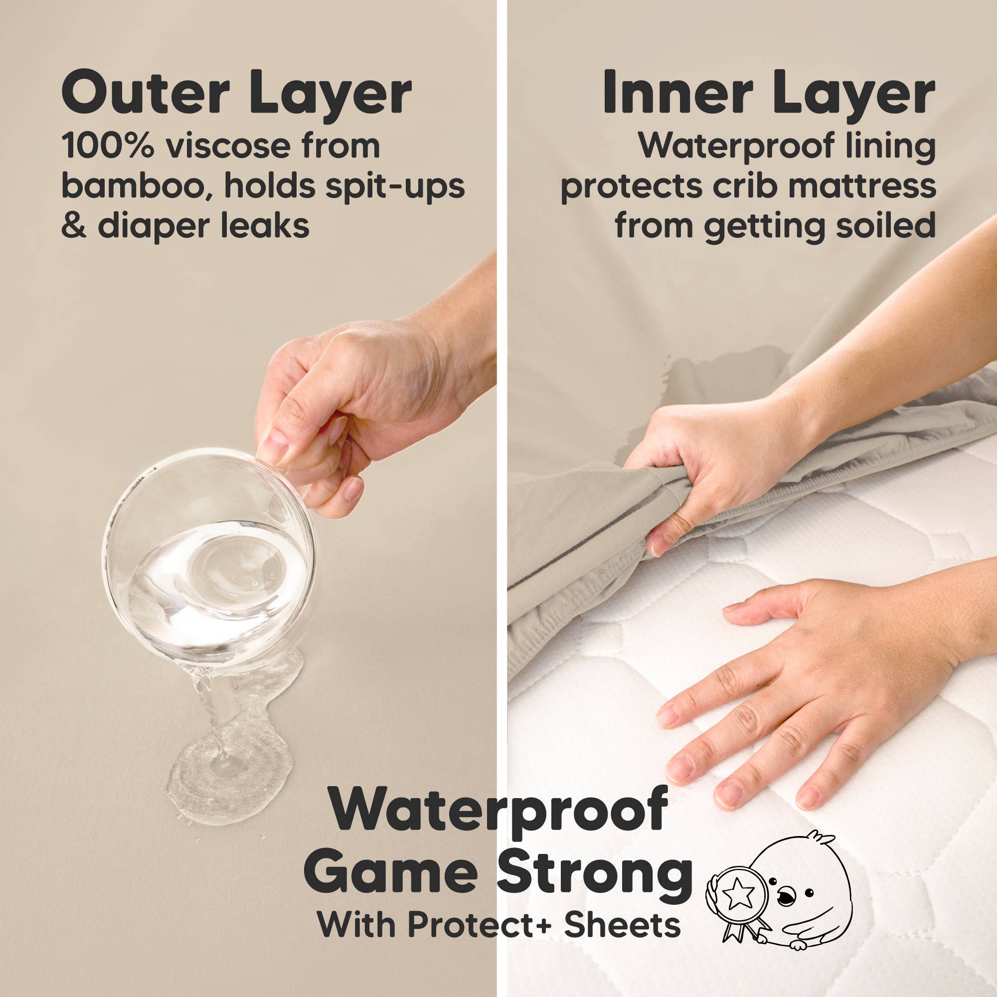 Ecru 2pk Waterproof Crib Sheets, Baby Mattress Protector for wholesale on Faire2