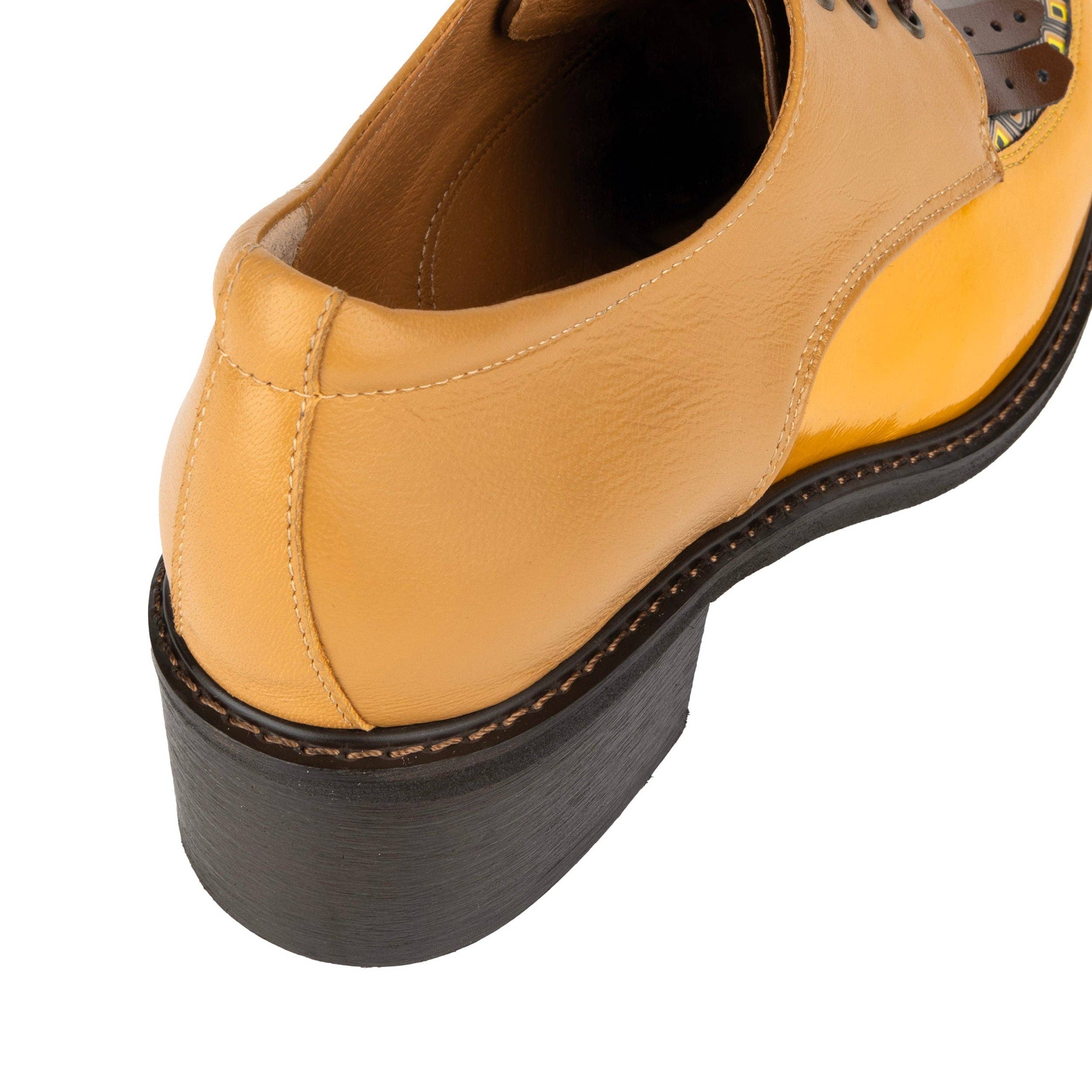 Embassy London – wholesale Brogue shoes – Women's – Retro Tone - Yellow & Brown - Women's leather lace-up with signature kiltie detail7