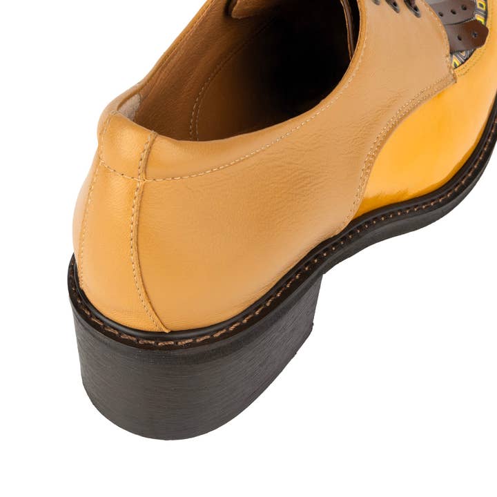 Embassy London – wholesale Brogue shoes – Women's – Retro Tone - Yellow & Brown - Women's leather lace-up with signature kiltie detail7