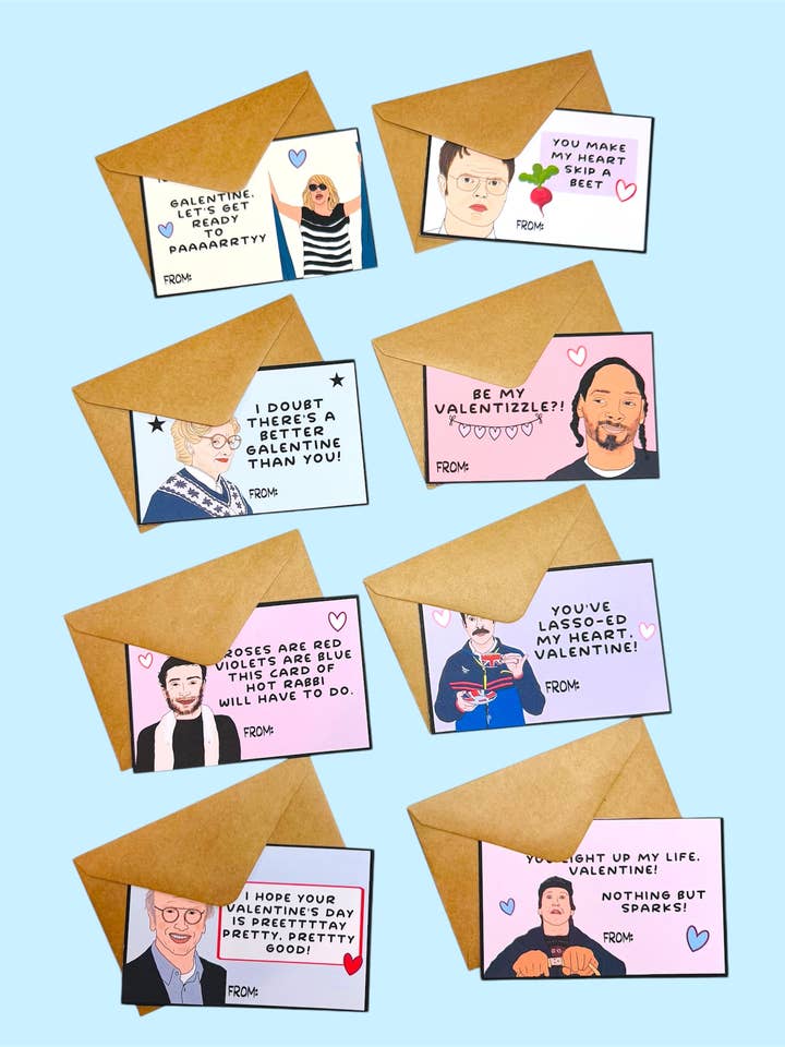 More Celebrity Mini Valentines | 8 Pack | Funny for wholesale by Tiny Baker Creations