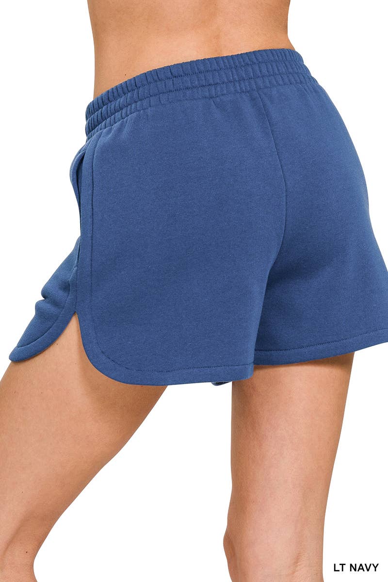 42POPS - Wholesale Shorts - Women's - ',..Fleece Elastic Waistband Dolphin Shorts w/ Pockets7