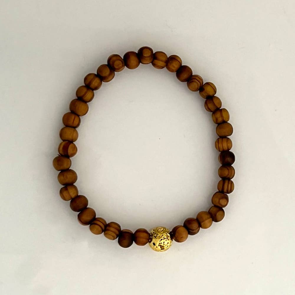 VIE – wholesale Aromatherapy bracelet – Wood and Electroplated Lava Stone Diffuser Bracelet2