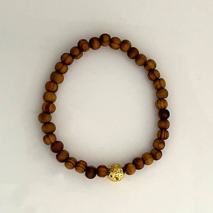 VIE - Wholesale Aromatherapy bracelet - Wood and Electroplated Lava Stone Diffuser Bracelet2