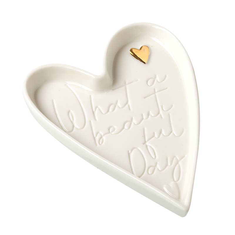 Heaven Sends – wholesale Decorative tray – PORCELAIN HEART TRAY WITH GOLD HEART0