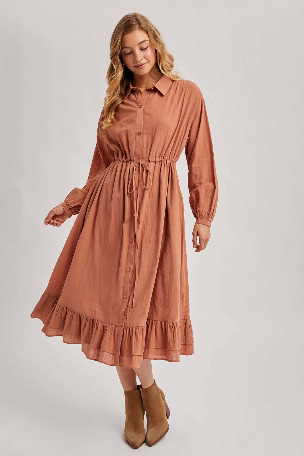 Bluivy - Wholesale Dress - Women's - RUFFLED MIDI OPEN DUSTER OR SHIRT DRESS2