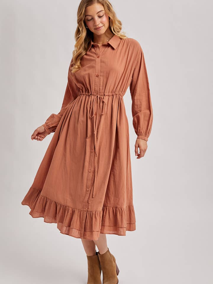 Bluivy - Wholesale Dress - Women's - RUFFLED MIDI OPEN DUSTER OR SHIRT DRESS2