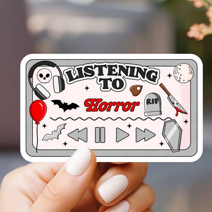 Listening to Horror Player Sticker for wholesale by Market by Mari
