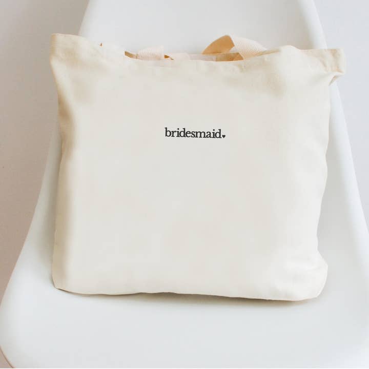 Embroidered Bridesmaid Tote Bag Canvas Bridal Shower Gifts for wholesale by P E T I T R U E