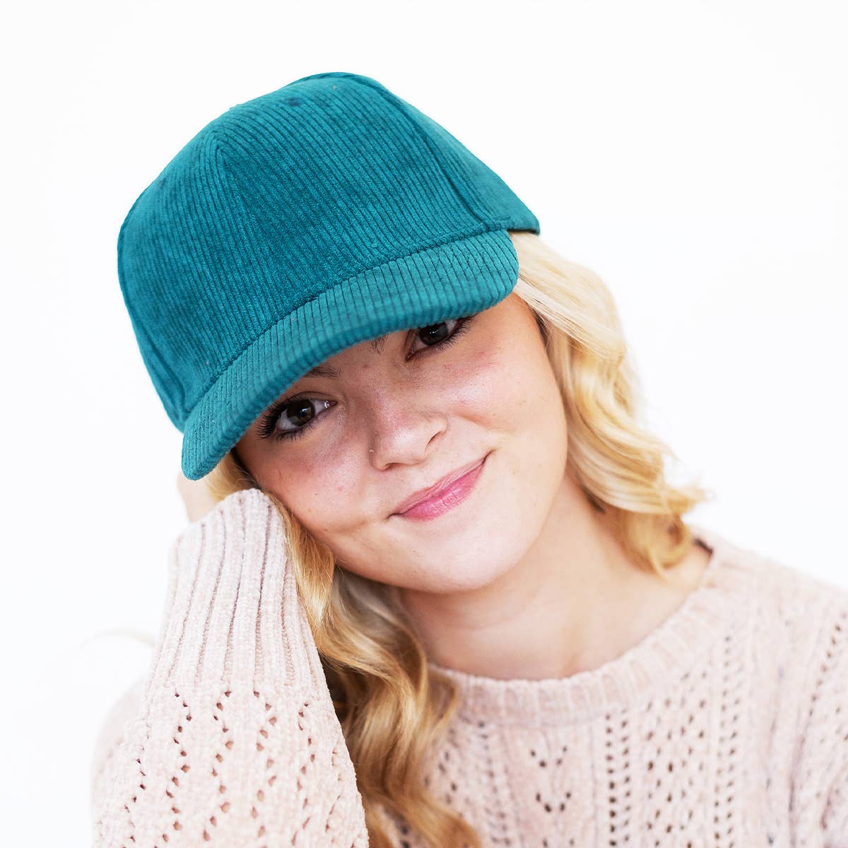 Viv&Lou - Wholesale Baseball Cap - Unisex - Teal Corduroy Cap2