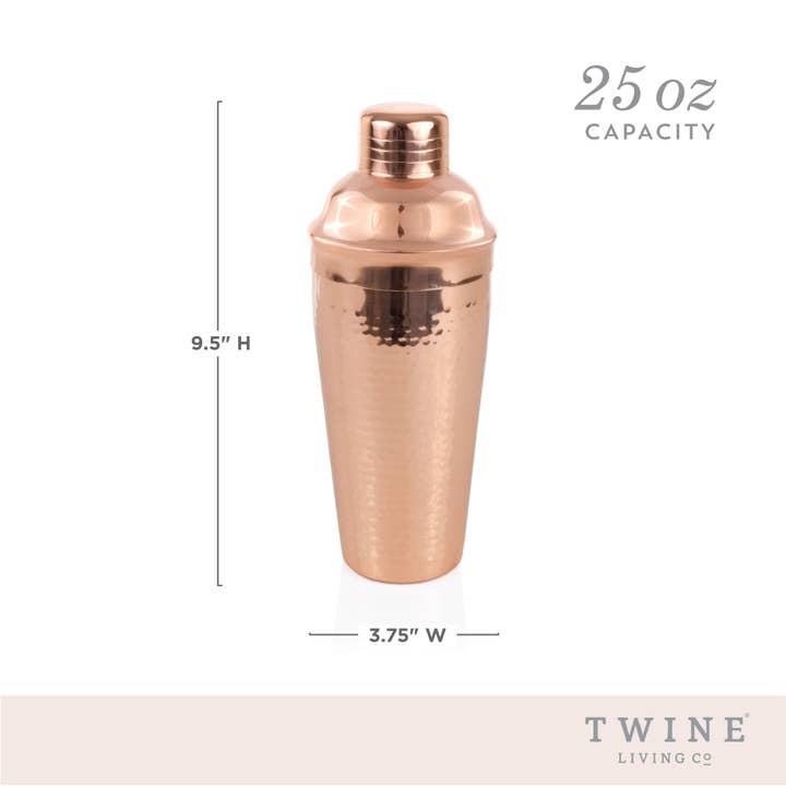 Twine - Wholesale Cocktail Shaker - Hammered Copper-Plated Stainless Steel Cocktail Shaker