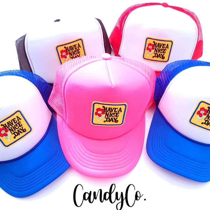 Casquette Have a nice day Patch Vintage Trucker Hat unisexe pour la vente par The Candy Collections