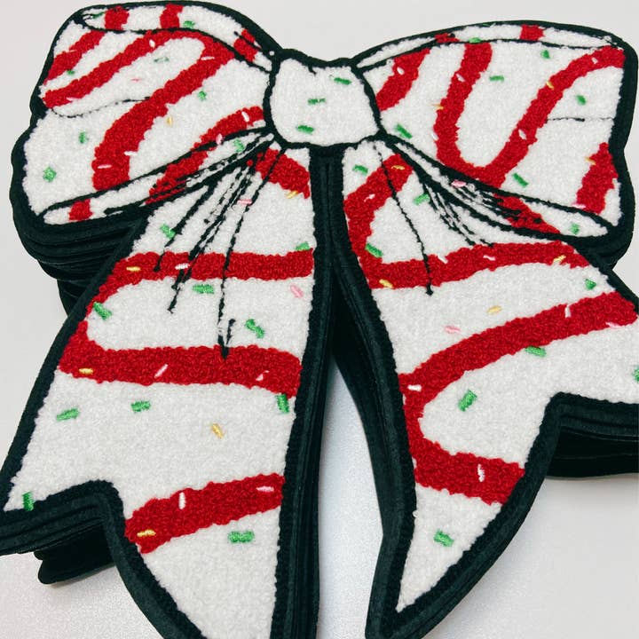 10.5" Christmas Bow - Chenille Patch for wholesale by TEELUX