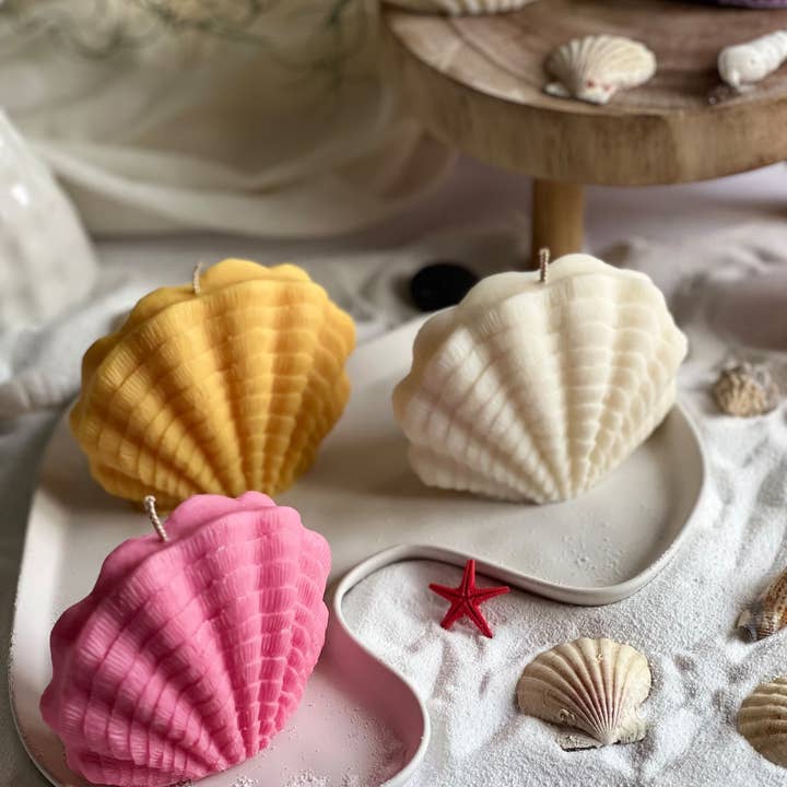 Maison Bohiti - Vendita all'ingrosso Candele regalo - Candele a forma di conchiglia grande Candela a colonna Candela estiva in cera di soia9