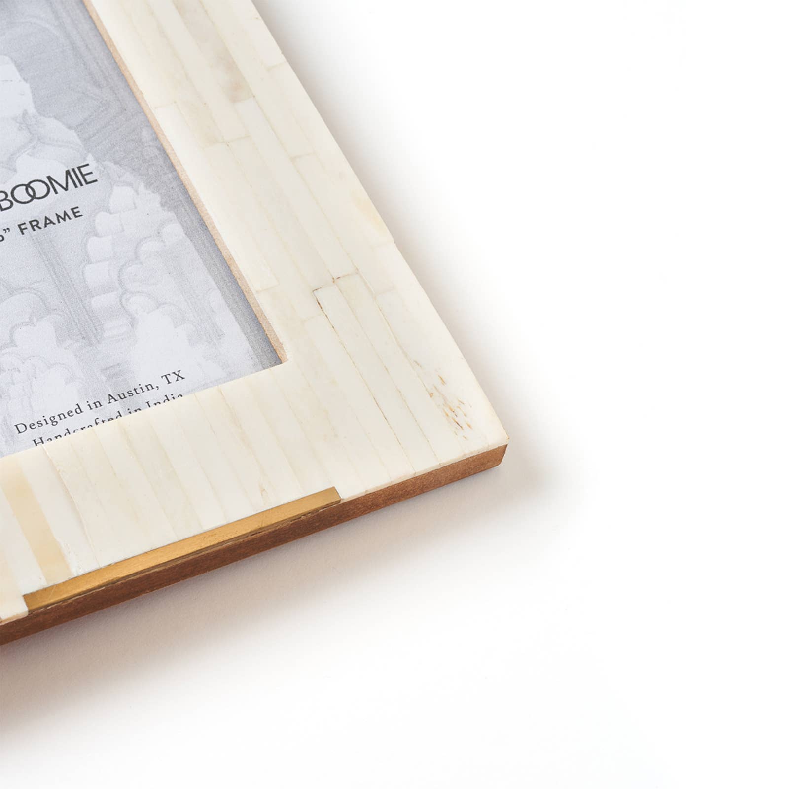 Matr Boomie Fair Trade – wholesale Picture frame – Mukhendu 4x6 Picture Frame -  Carved Bone, Brass Accent1