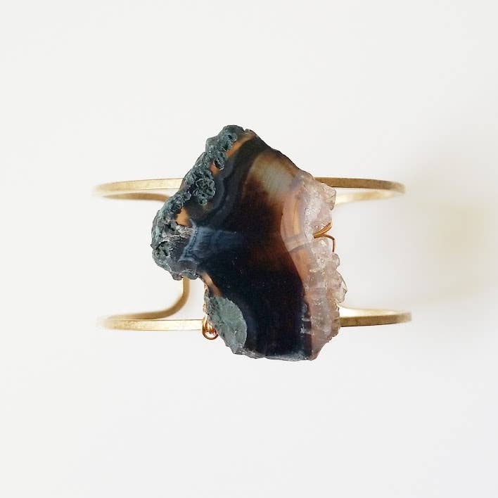 Sara Sela Jewelry - Wholesale Cuff Bracelet - Natural Amethyst Druzy and Brass Wire Wrapped Cuff Bracelet8