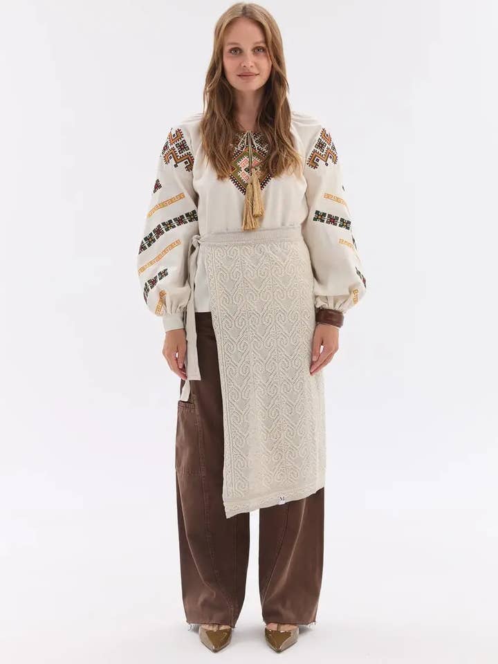 Bomuldslinned Kvinders Strikket Forklæde for engroshandel hos Handmade Originals Ukraine