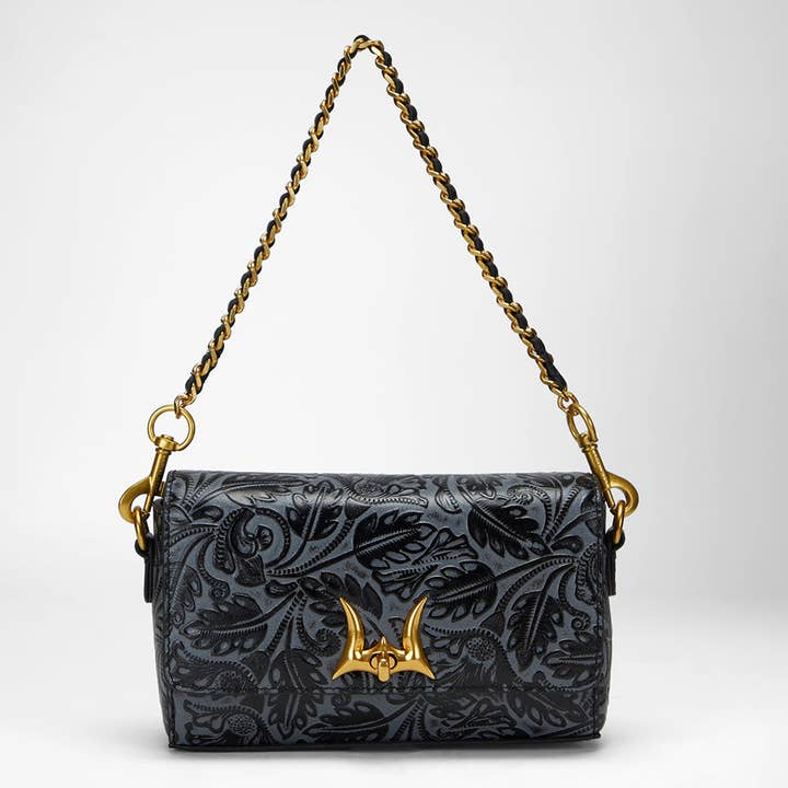 Sac Mini Savi Loyal West en Cuir de Veau - Noir pour la vente par Myra Bag