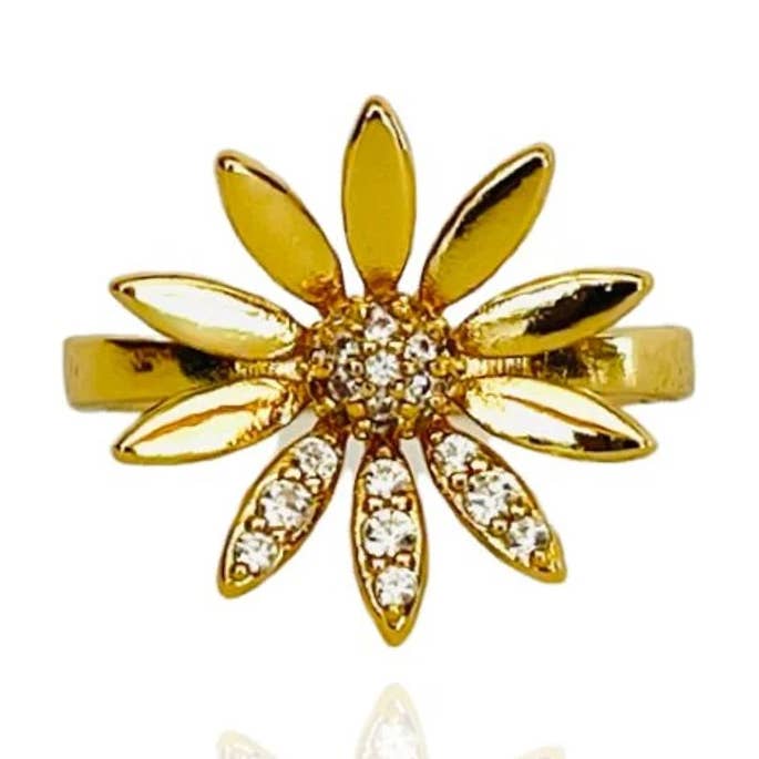 The Golden Flower Blossom - Anello impilabile in oro per la vendita all'ingrosso da parte di Hudson and Birch