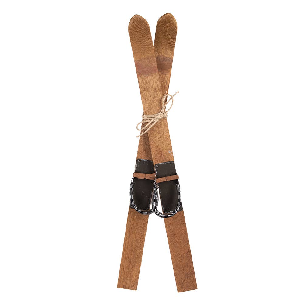 Clayre & Eef - Wholesale Decorative Figurine - Decorative Vintage Skis 5x3x60 cm Brown Wood0