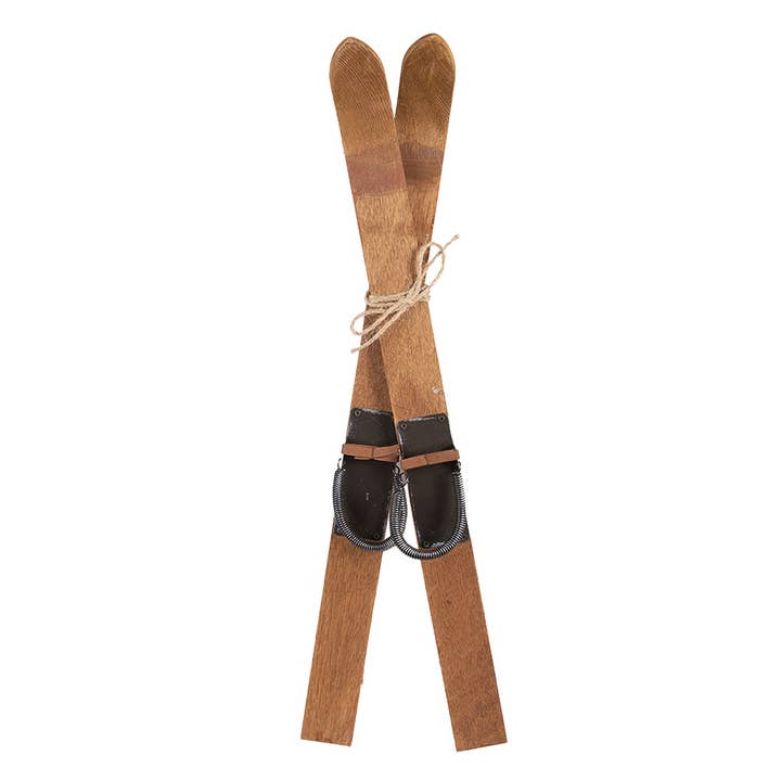 Clayre & Eef - Wholesale Decorative Figurine - Decorative Vintage Skis 5x3x60 cm Brown Wood