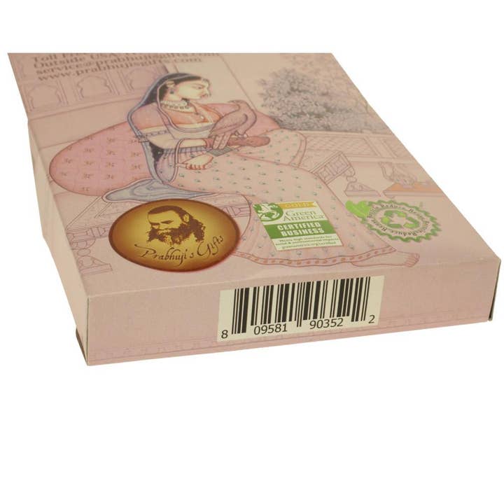Prabhuji's Gifts – wholesale Incense – Round Burner + 3 Harmony Incense Sticks & Holiday Greeting (Gaudi, Gaudmalhar, Bhairavi)