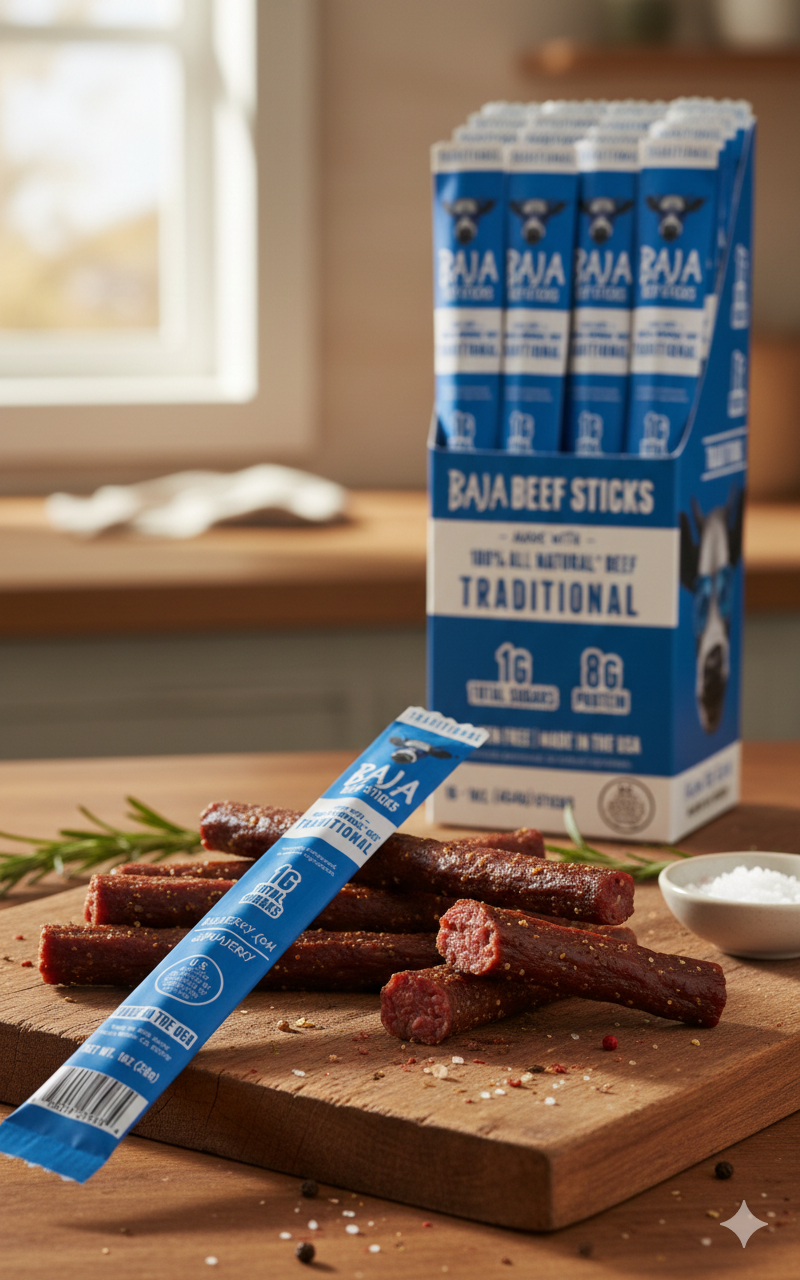 Baja Vida Snacks - Vente Viande séchée - Bâtonnets de Bœuf Baja Vida - 1,0 oz Traditionnel (Coffret de 16)0