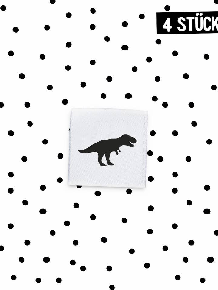 *T-Rex* mini-geweven etiket - verpakking van 4 voor wholesale door Paul und Clara