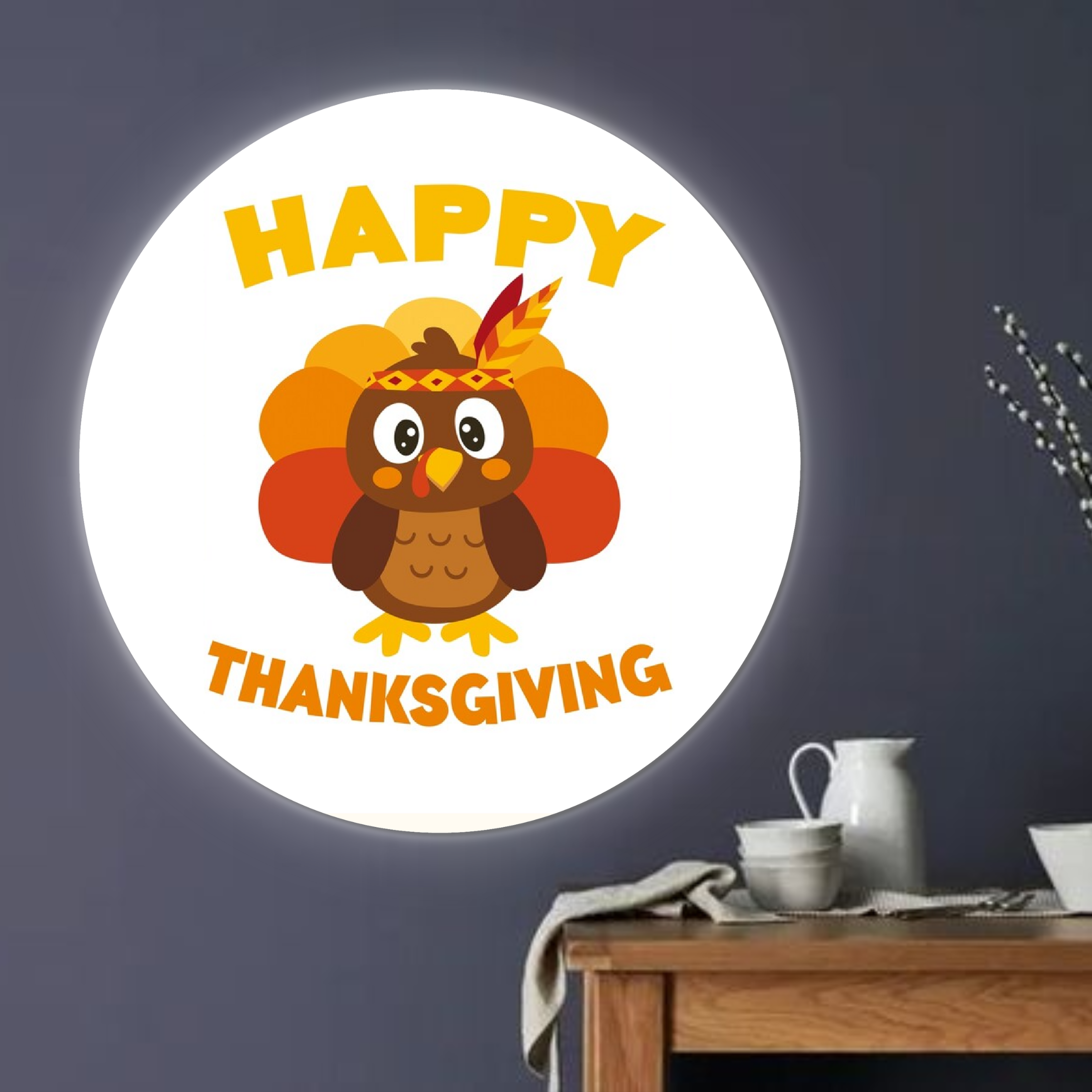 Glow Neon - Wholesale Neon Sign - Happy Thanksgiving Printed Neon Sign, Wall Art Lights Deco2